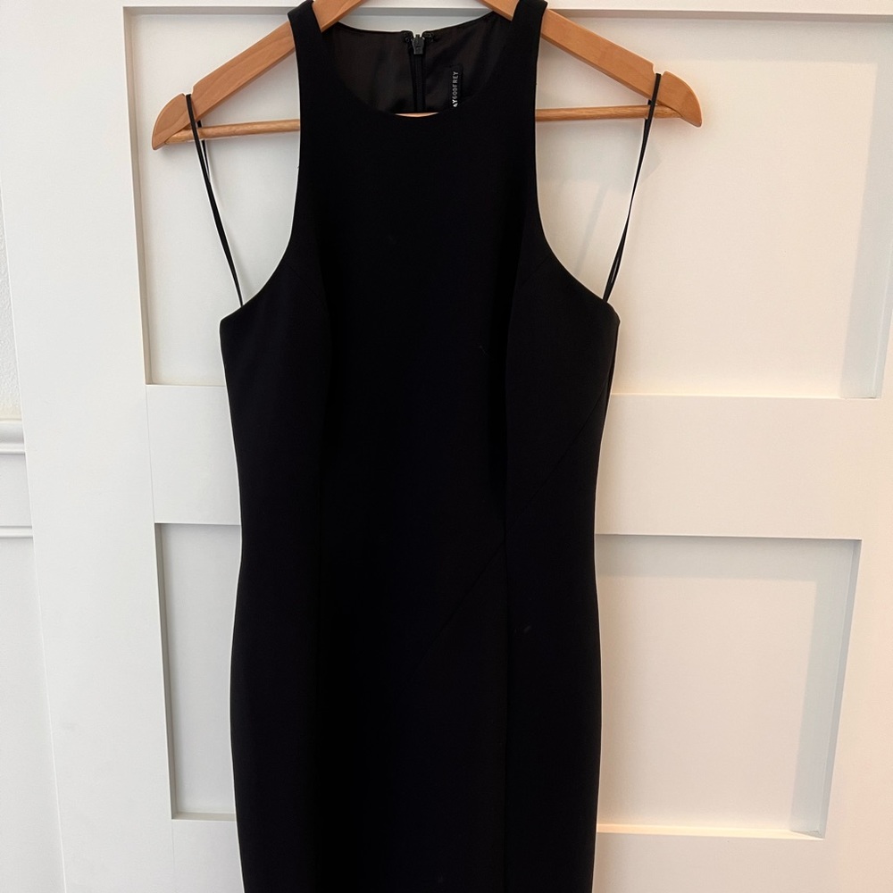 Jay Godfrey black asymmetrical mini dress